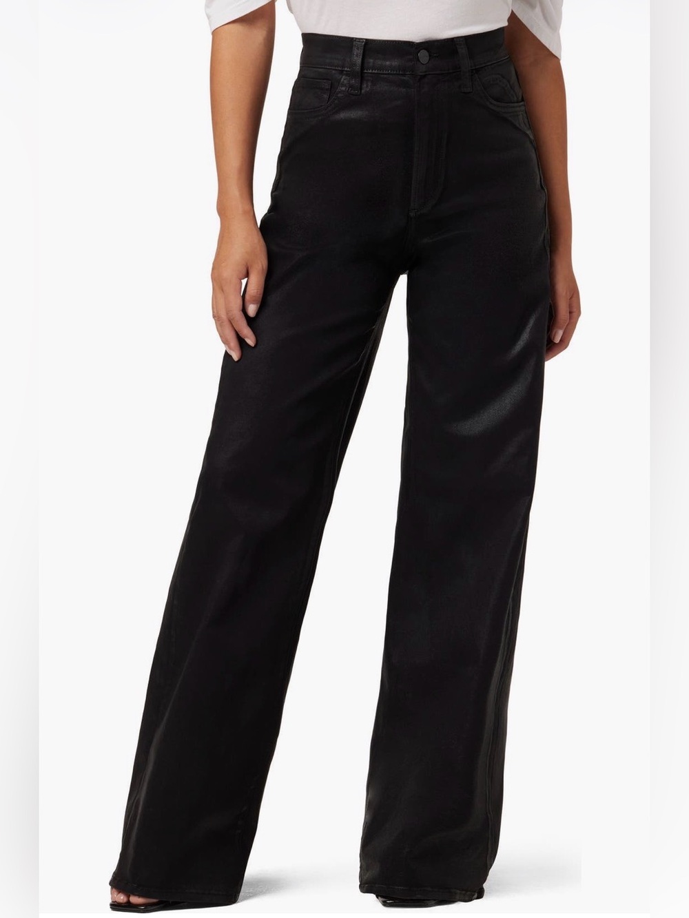 Joe's Jeans The Mia Coated Black High-Rise Wide Leg Jeans
